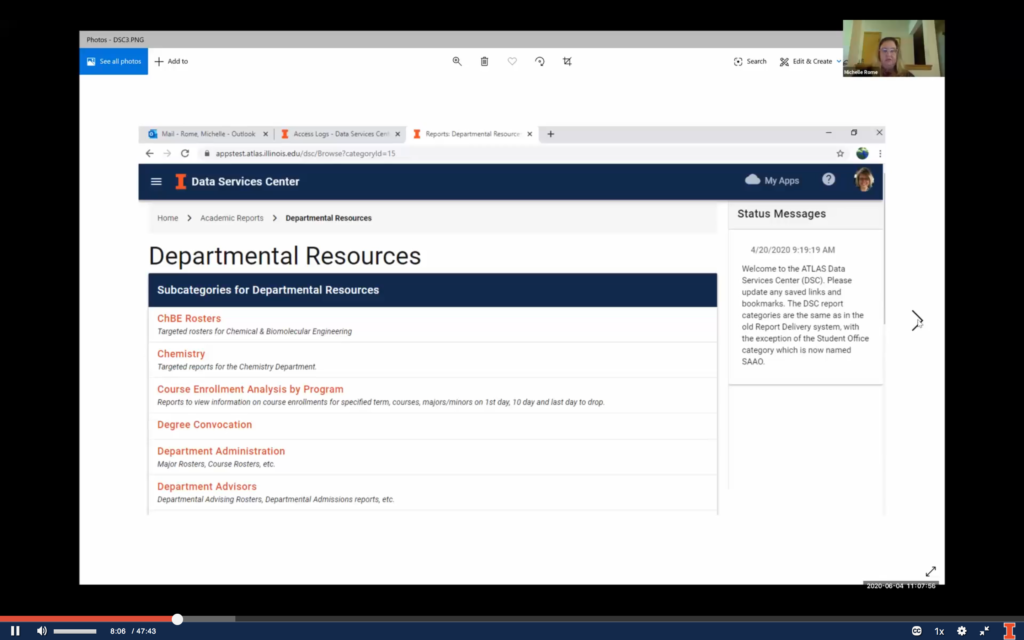 screenshot of departmental resources webpage
