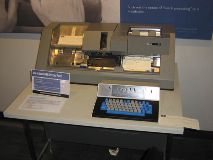 public display of a punch card reader