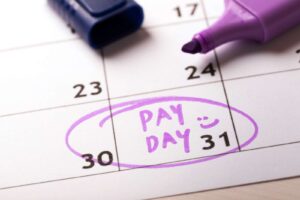 payday written on a calendar