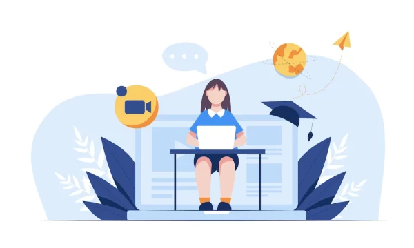 Graphic of girl sitting at desk